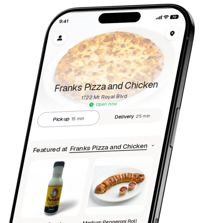 Franks Pizza and Chicken app preview
