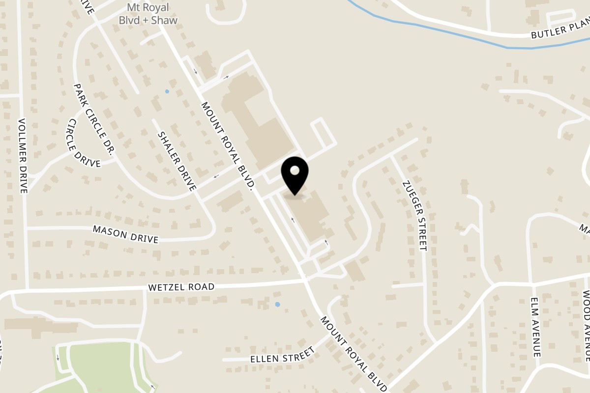Map showing the location of Franks Pizza and Chicken Glenshaw on 1722 Mt Royal Blvd in Glenshaw